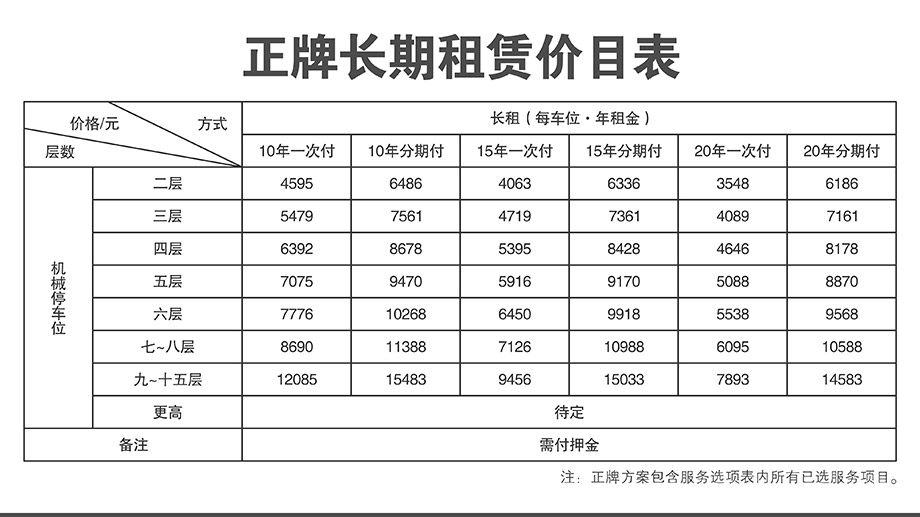 成都立体车库正牌长期租赁价目表