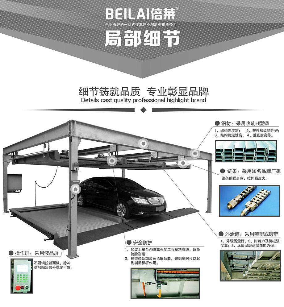 成都PSH2单列二层升降横移机械式立体停车设备局部细节